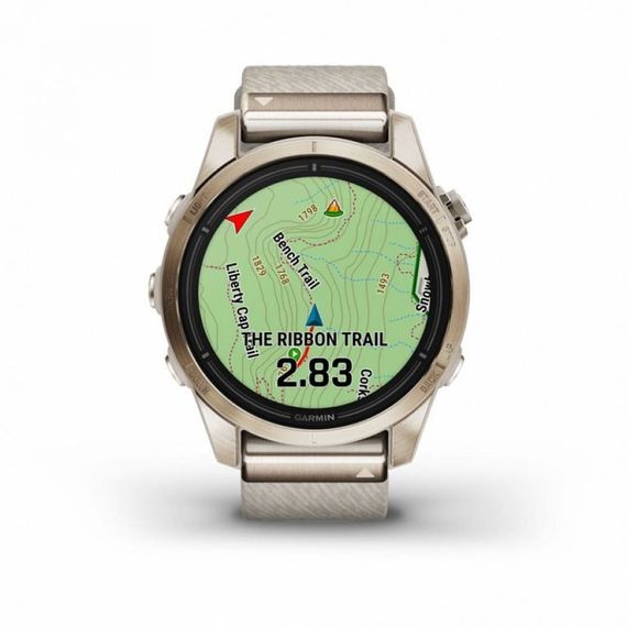 Garmin Epix Pro Gen 2 Sapphire 42 мм — золотистые часы с нейлоновым ремешком