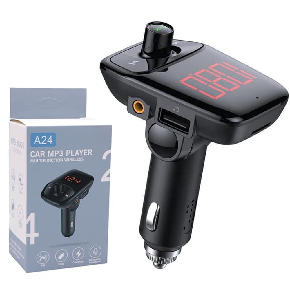 Автомобильный FM-трансмиттер A24 Bluetooth (черный)
