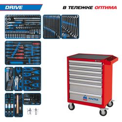 KING TONY (934-251AMR01) Набор инструментов 251 предмет, "DRIVE", в красной тележке