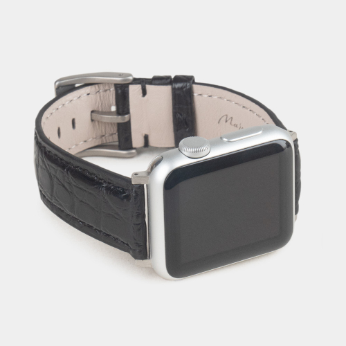 Ремешок для Apple Watch 40/41/42 mm из кожи аллигатора, черного цвета