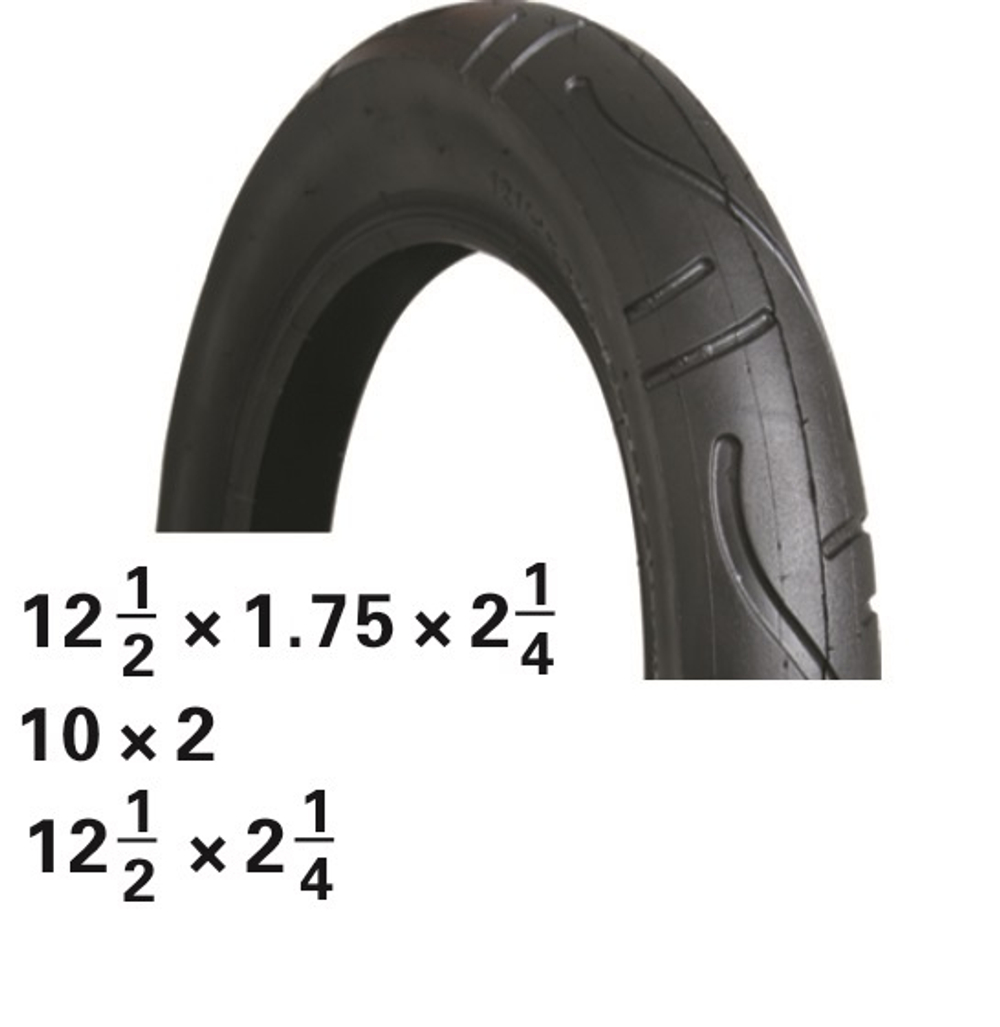 Покрышка 12 1/2 х 1.75 х 2 1/4 09-500242 ВЕЛОСИПЕДНАЯ (до 2,5 Bar) средний черная KIDDIMOTO SALE