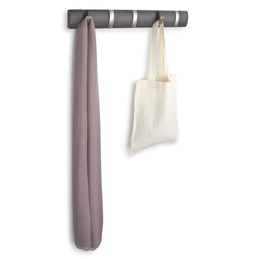 Настенная вешалка Flip 5 крючков дерево/никель