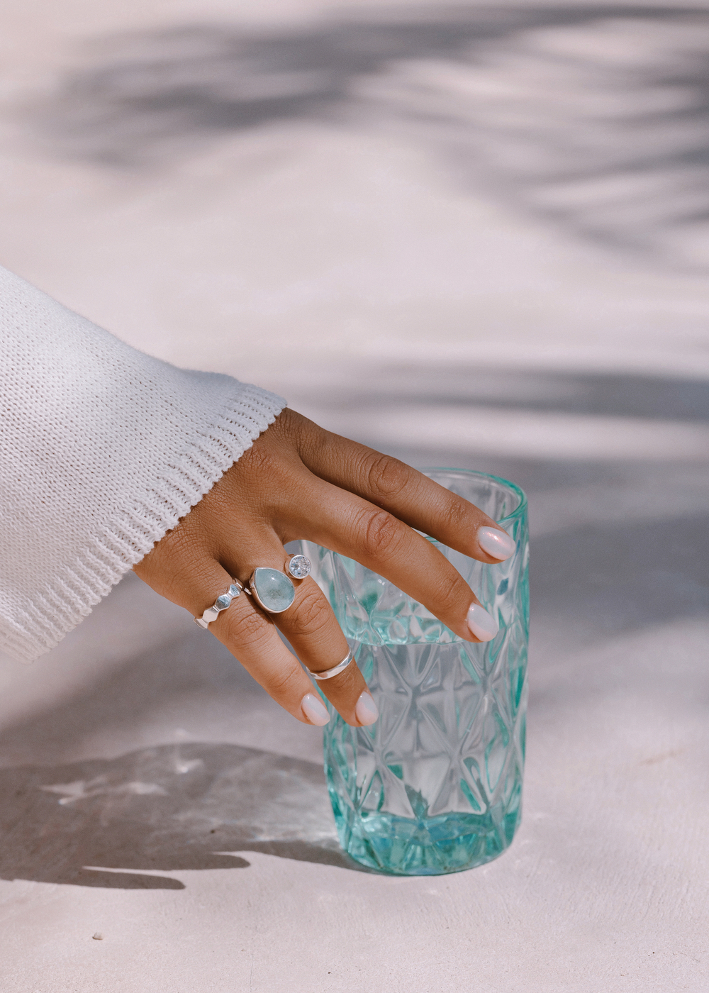 Кольцо «Дуо» с аквамарином и белым топазом