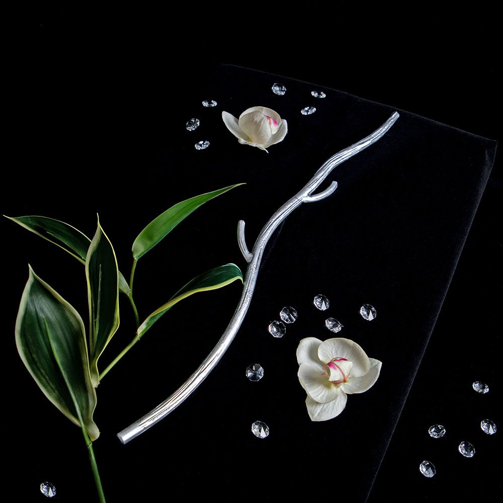 Ручка скоба мебельная Арт Бранч long Античное серебро