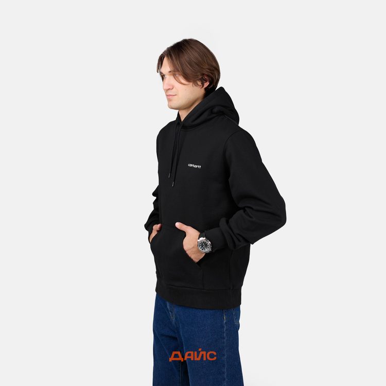 Толстовка мужская Carhartt WIP Script Embroidery Hooded артикул:I033658_black - купить в магазине Дайс