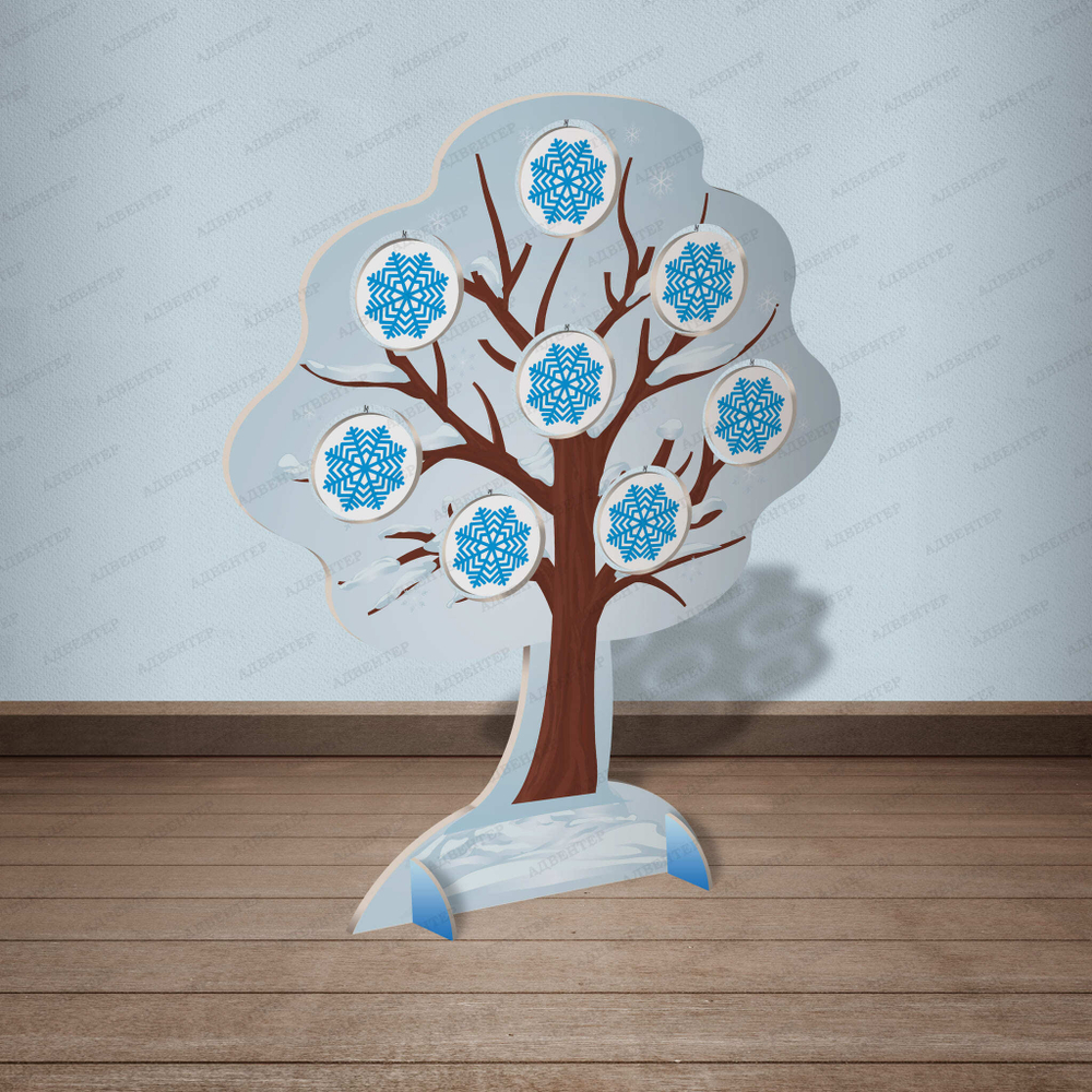 Театральная двусторонняя декорация с элементами Дерево Зима-лето с подвесами 1444