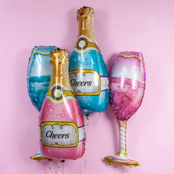 Шар (35""/89 см) Фигура, Бутылка Шампанское, Золотая корона, Голубой, 1 шт. А024