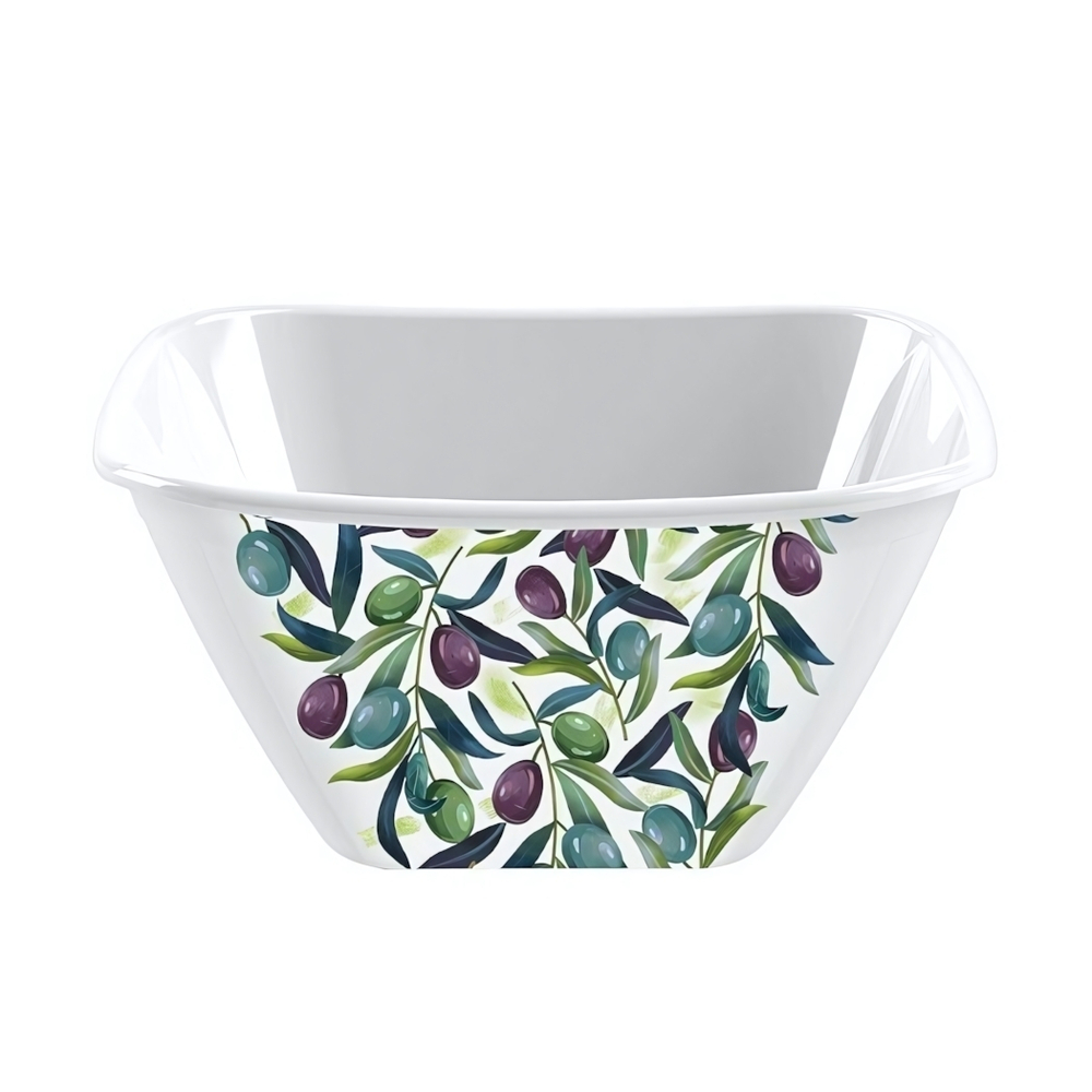 Миска квадратная "Bergamo", 2л с декором (белый)