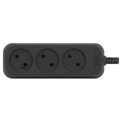 Колодка ЭРА KX-3-B 3 розетки без зазeмления черная