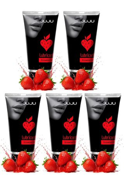 Набор из 5 съедобных лубрикантов JUJU со вкусом клубники