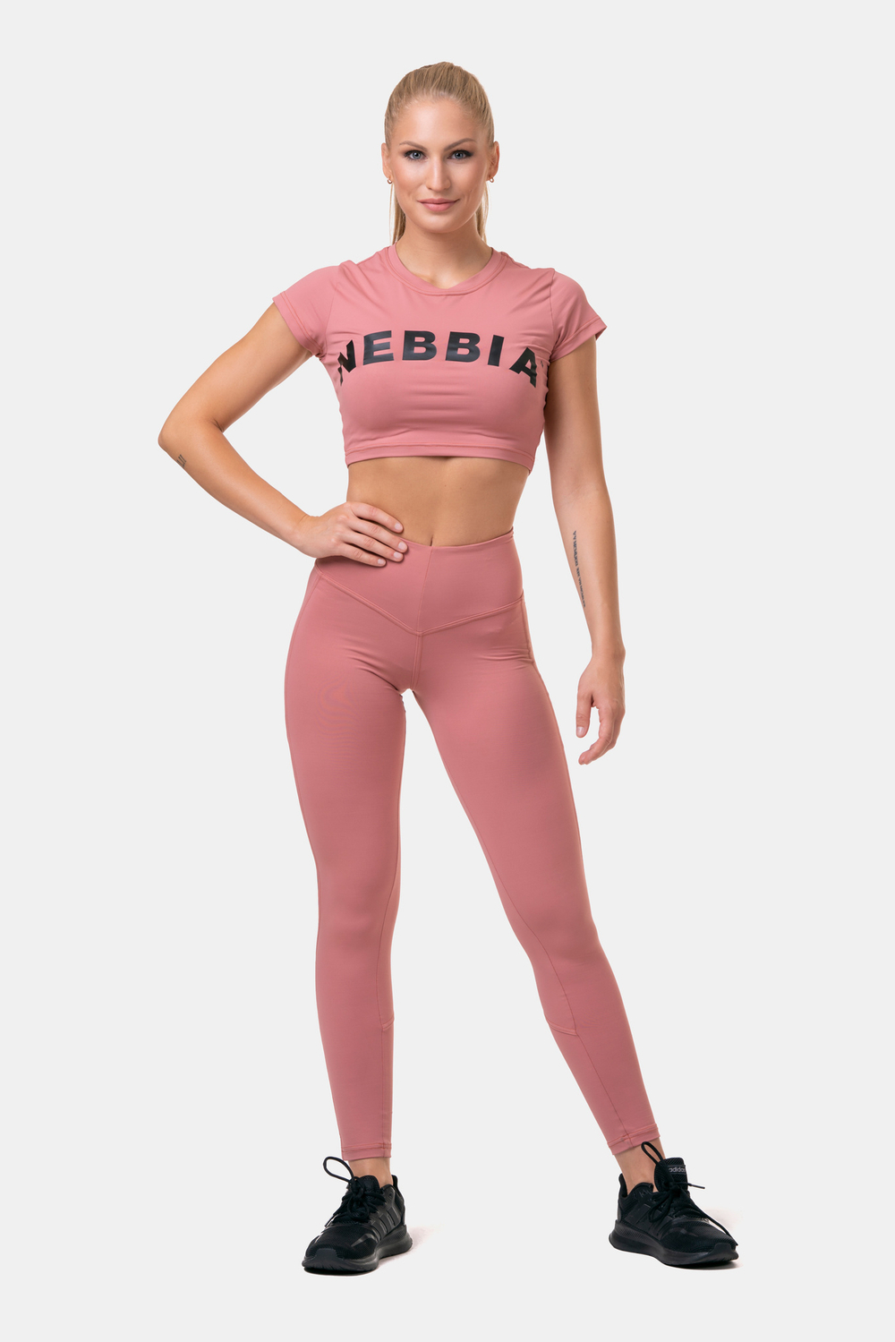 Легинсы женские High Waist & Mesh Leggings 573 Розовые