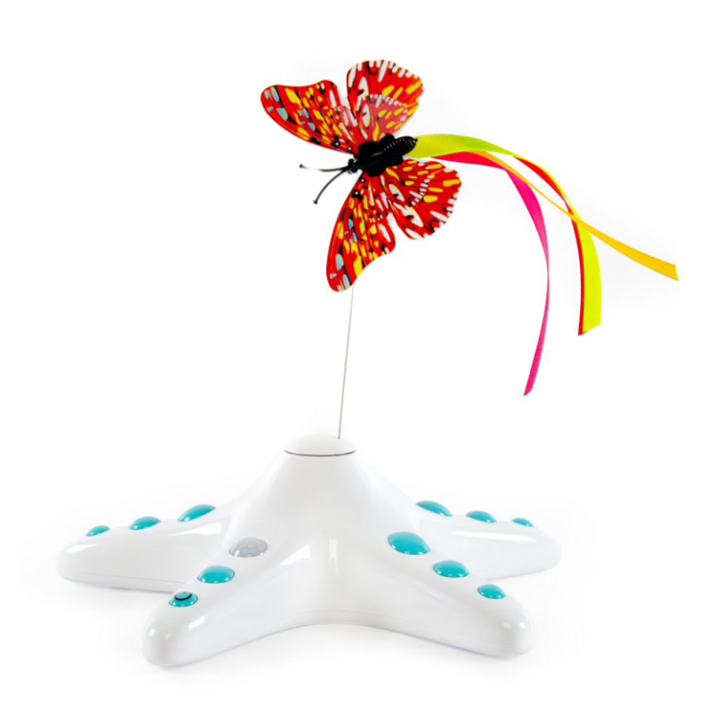 Skyrus игрушка для кошек интерактивная, сенсорная "butterfly", белая + батарейки