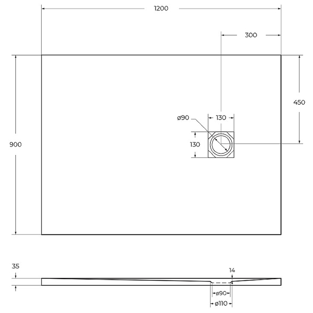 Душевой поддон из искусственного камня BelBagno Uno 120x90 TRAY-MR-UNO-AH-120/90-35-W Белый