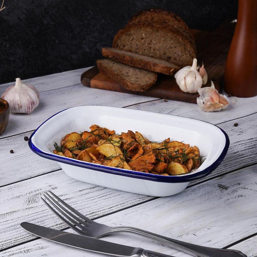 Блюдо для подачи 22*16,5 см h5 см 700 мл Blue Rim эмалированая сталь SUNNEX [1]