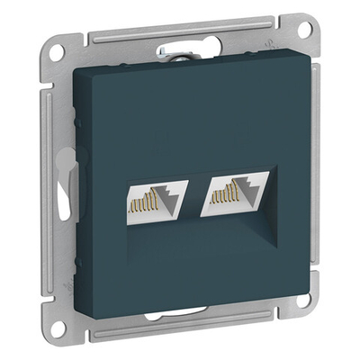 ATLASDESIGN РОЗЕТКА двойная компьютерная RJ45+RJ45, кат.5Е, механизм, ИЗУМРУД ATN000885