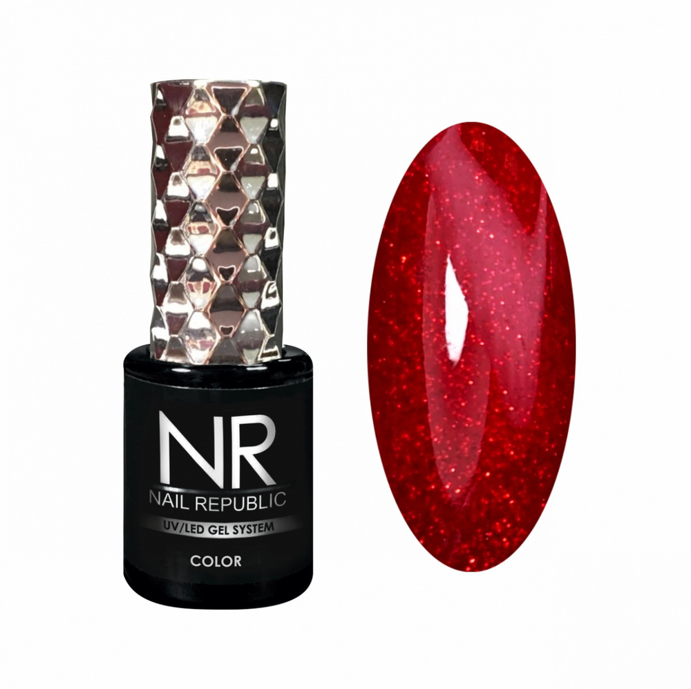 Nail Republic Гель-лак NR-432 Мерцающий алый рубин, 10 мл
