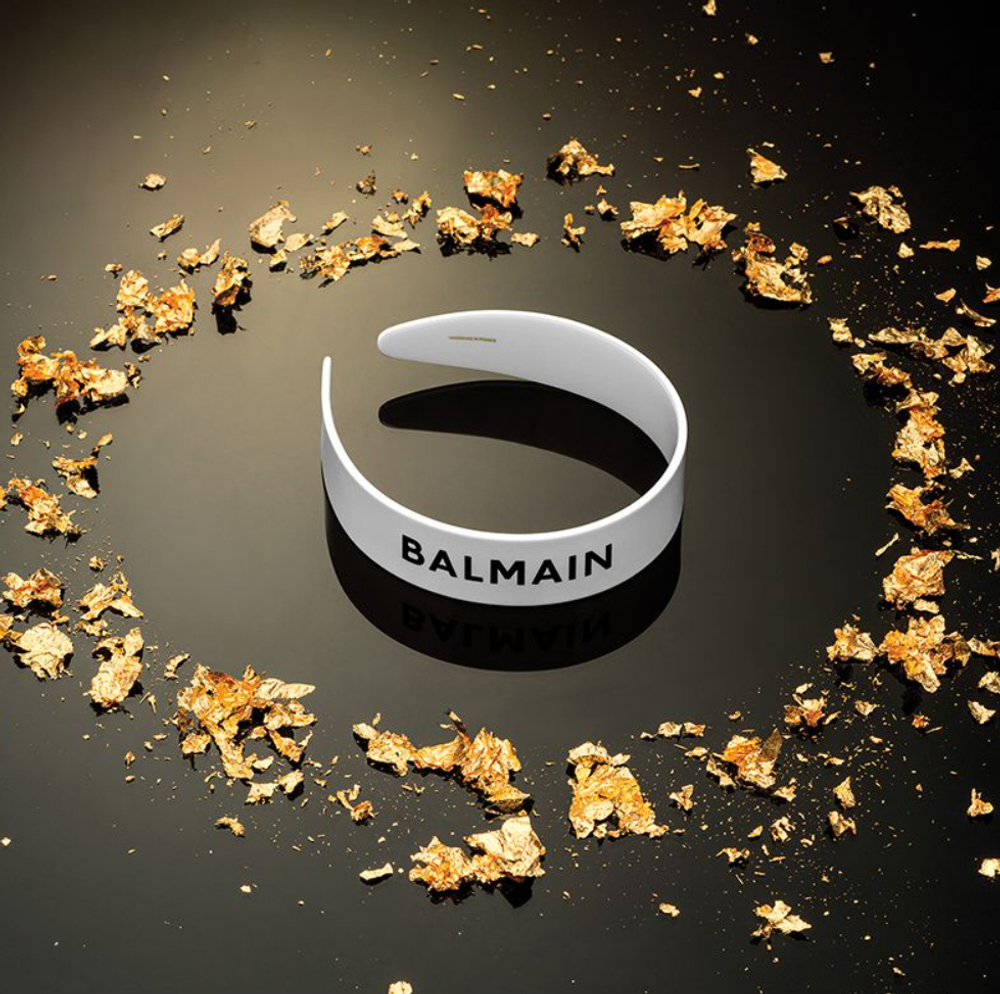 Balmain Hair Couture Ободок белый Limited Edition Acetate Headband Large FW24