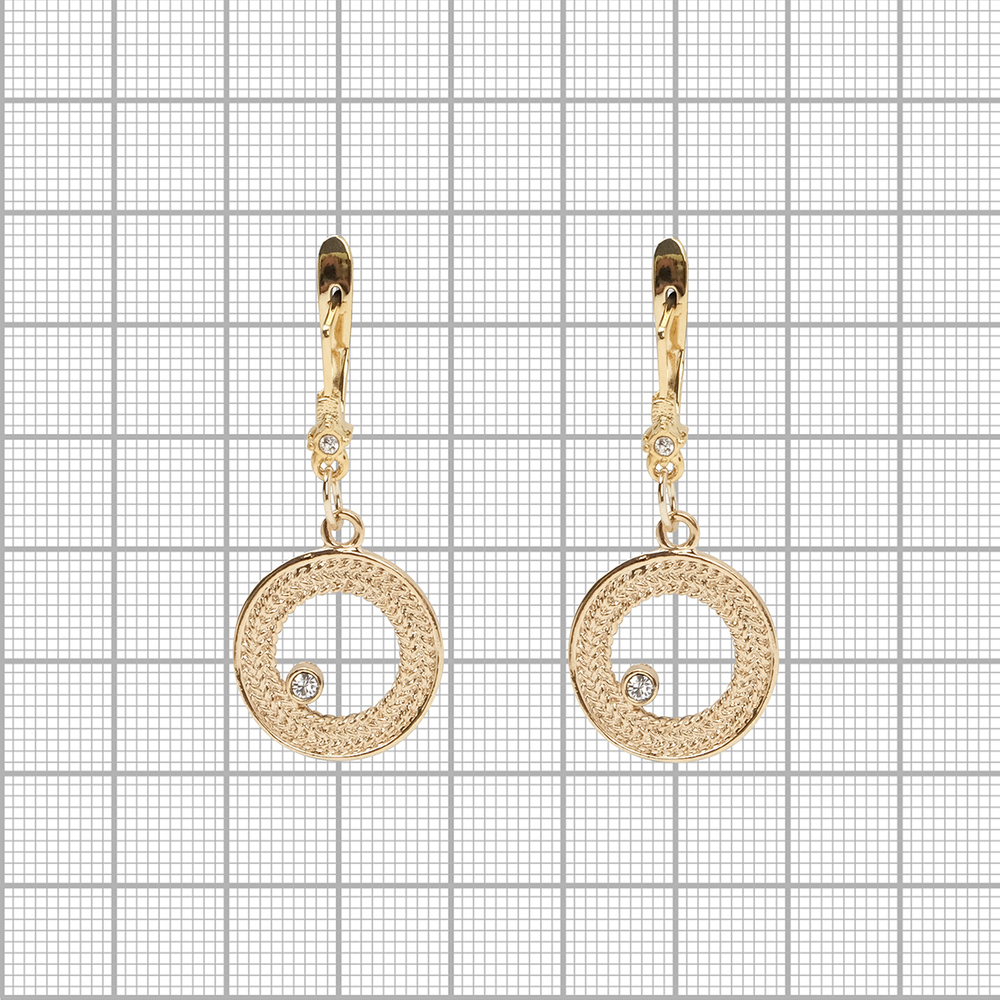 "Гарлен" серьги в золотом покрытии из коллекции "Радиус" с английским замком