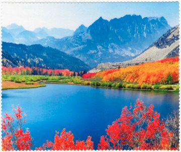 Салфетка микрофибра 15х18 (ОСЕНЬ НА РЕКЕ) в  упаковке.