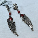 Серьги "Перо" с гранатом