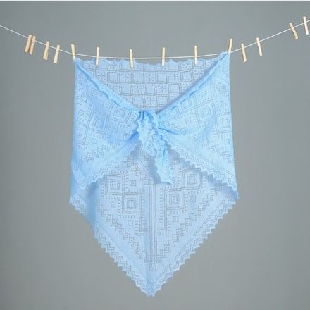 Оренбургская пуховая косынка П3-130184-04 голубой