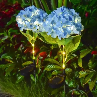 2шт. Декоративный садовый уличный светильник на солнечной батарее "Фонарик Гортензия голубая"