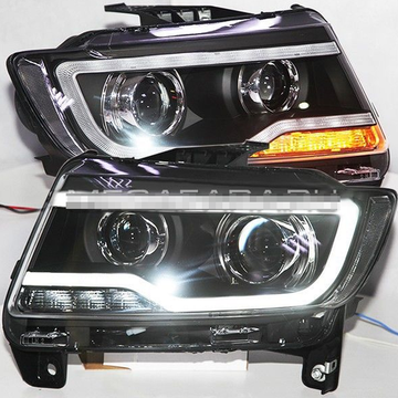 Передние фары Джип Компас 2011-2015 V1 type [комплект Л+П, ходовые огни; электрокорректор]