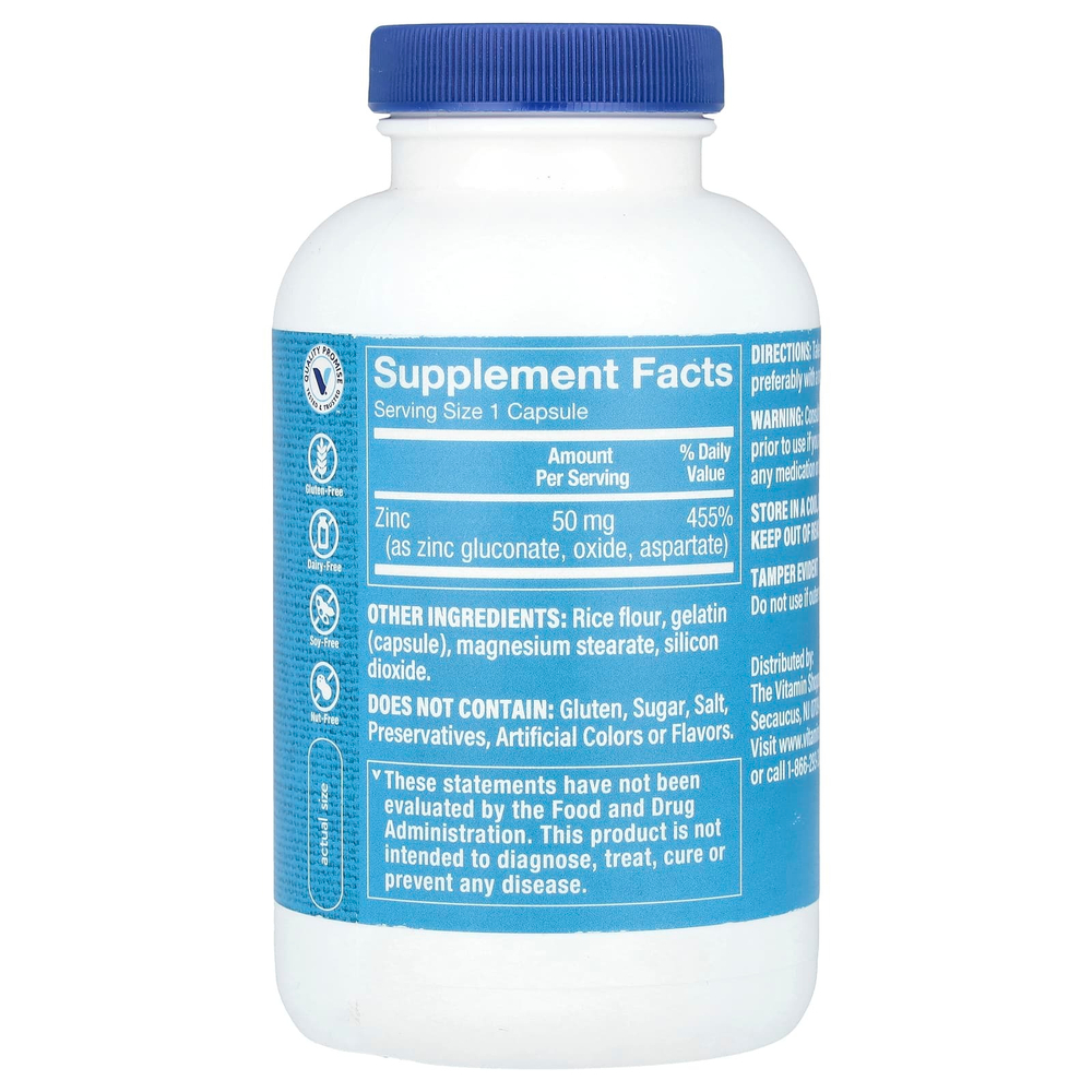 The Vitamin Shoppe, Цинк, 50 мг, 200 капсул