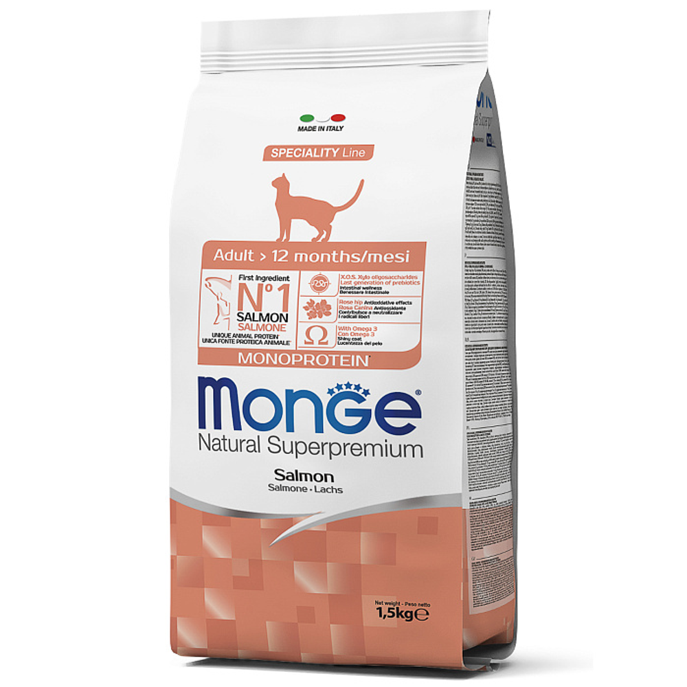 Сухой корм Monge Cat Speciality Line Monoprotein Adult для взрослых кошек, из лосося 1,5 кг