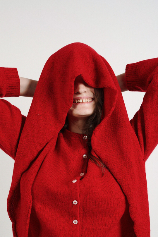 Косынка из кашемира с мериносом красного цвета