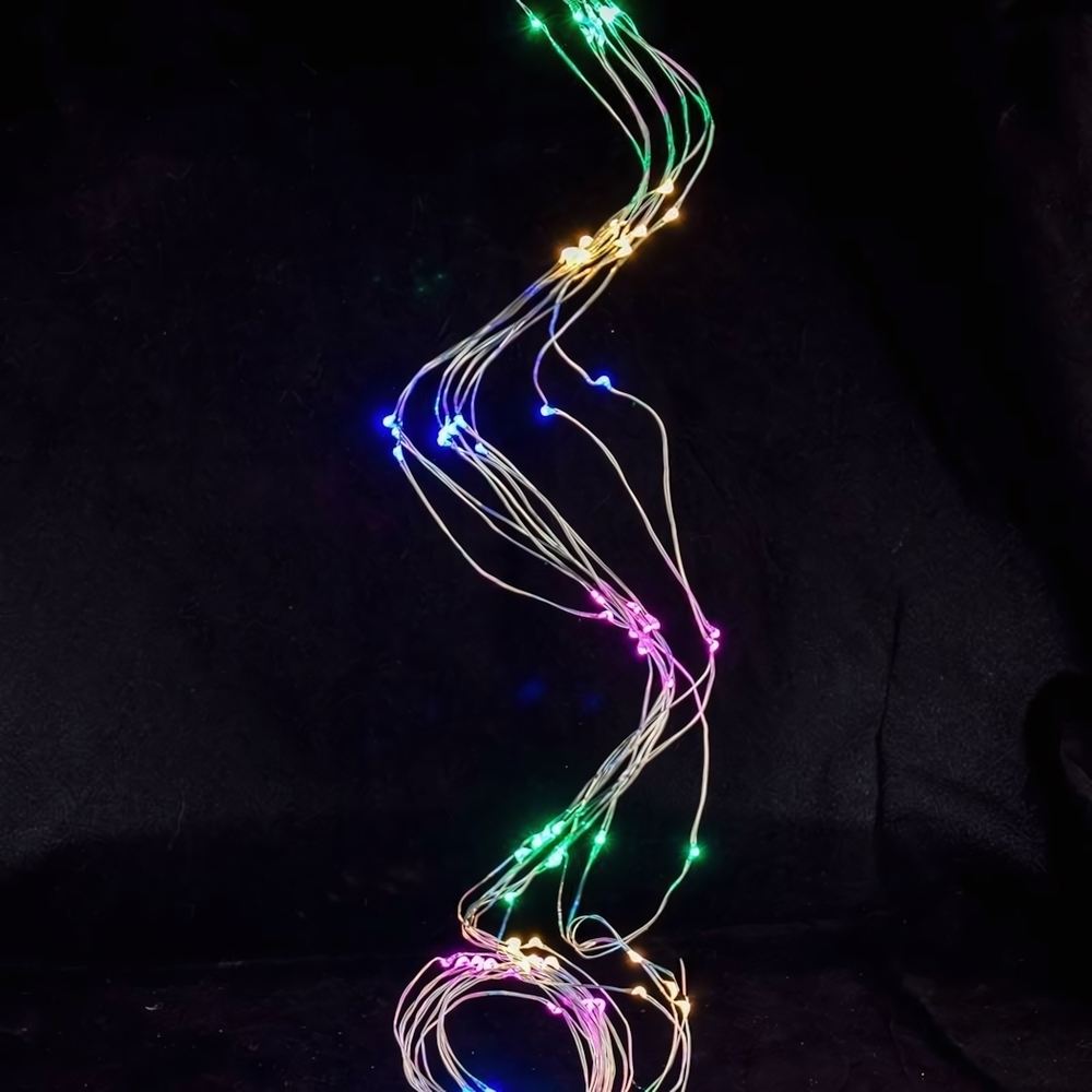 Электрогирлянда проволока нитки цветной, не мигает 100л, 1 м
