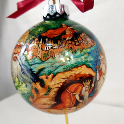 Шар новогодний с круговой росписью "А.С.Пушкин. Лукоморье" в коробке