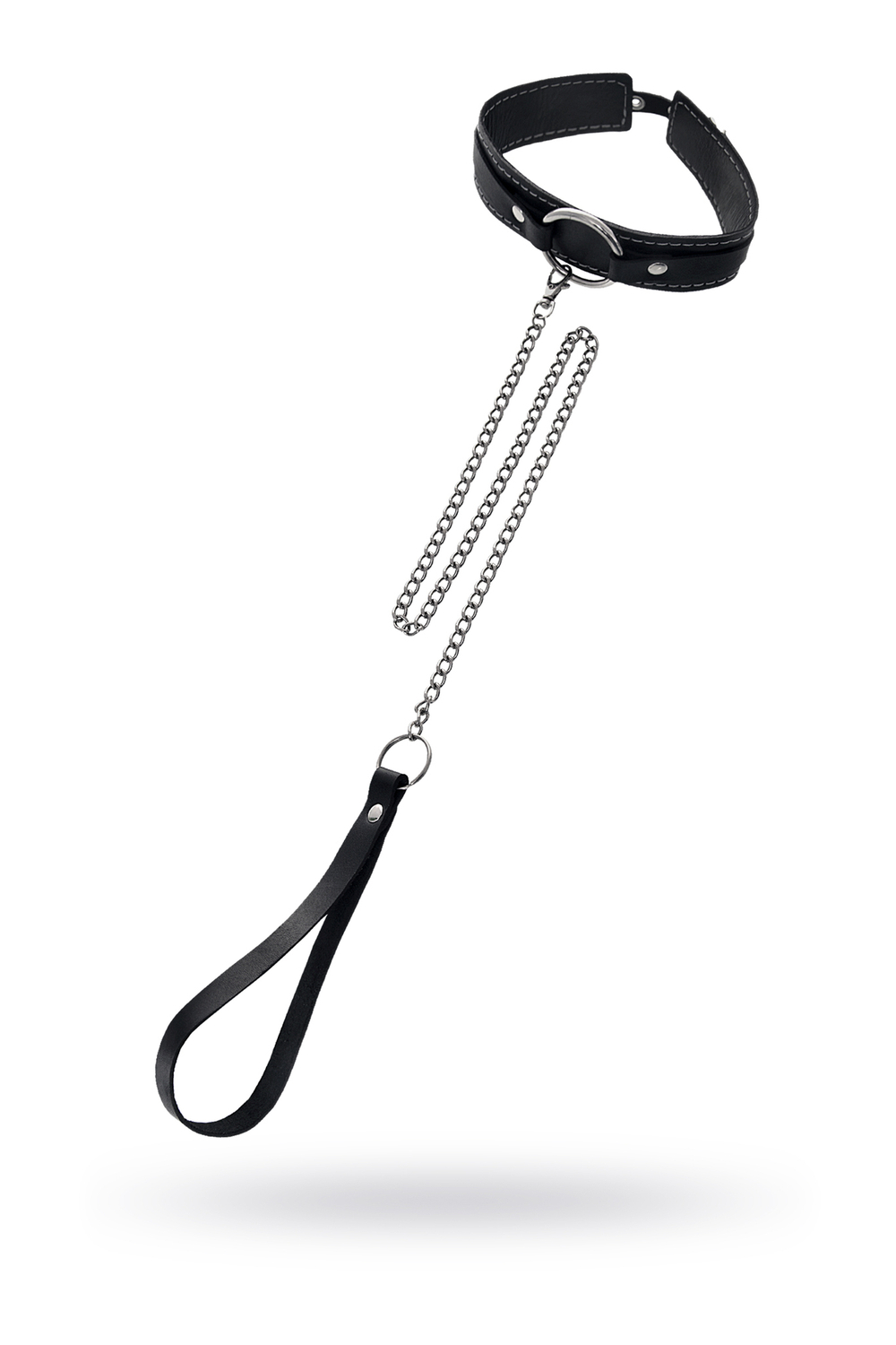 Ошейник двухслойный с белой строчкой Pecado черный