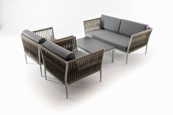 "Касабланка" лаунж-зона плетеная из роупа 4-местная, цвет серый