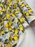 Лен Dolce&Gabbana белый с лимонами и цветами