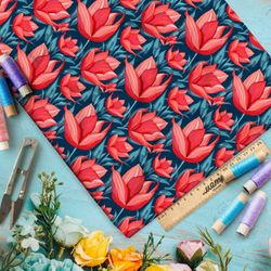 Ткань премиум шифон мелодия тюльпанов