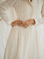 Платье миди из прошвы (белое)