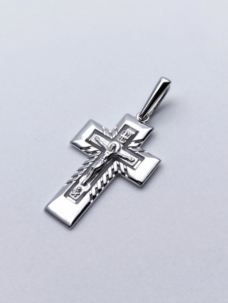 Крест из серебра/Родий/С подвижным ухом