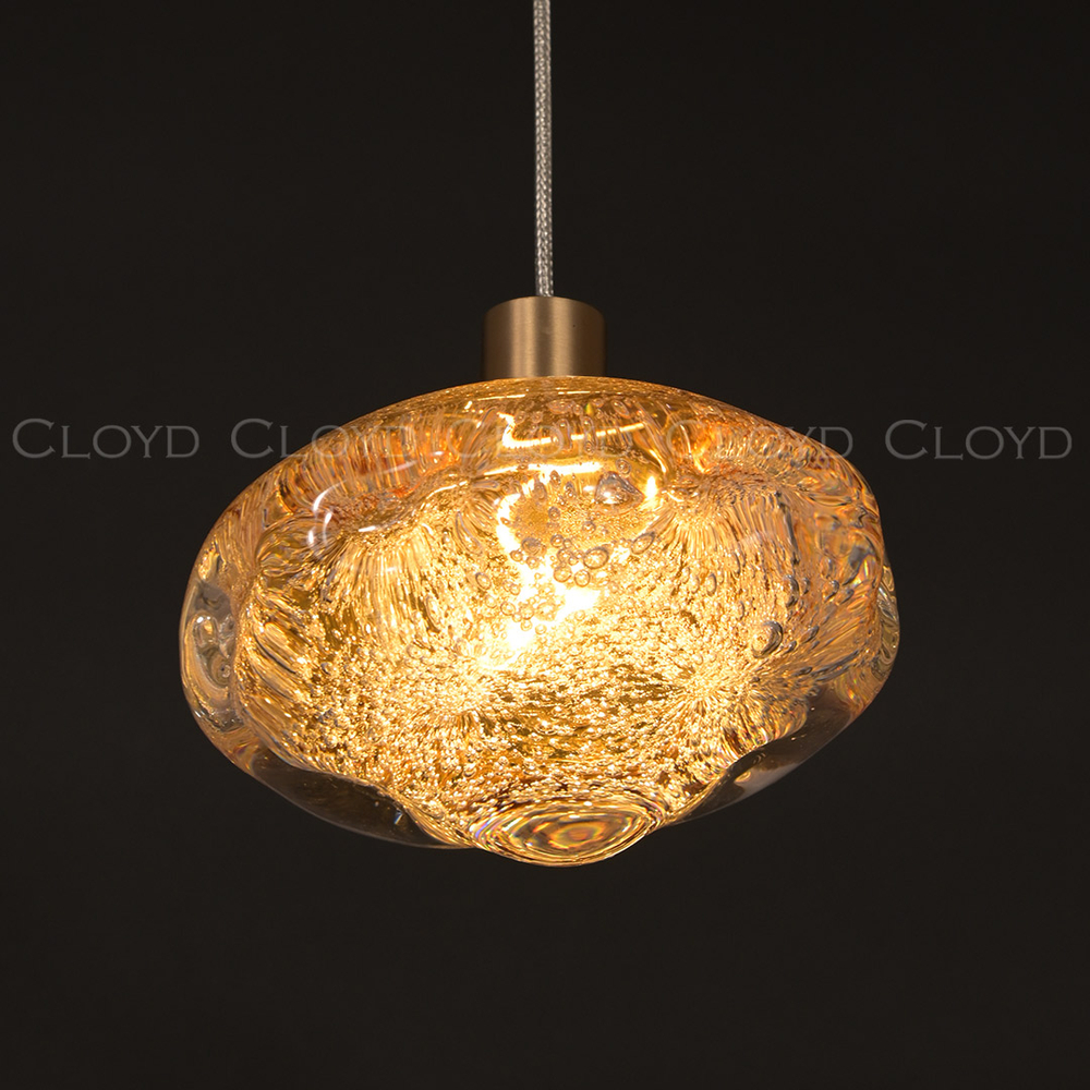 Подвесной светильник Cloyd VOCAL P1 / Ø15 см - латунь - янтарн. стекло (арт.12601)