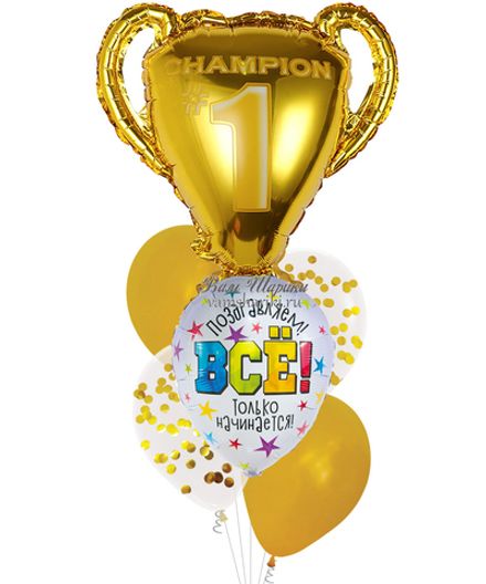 Фонтан из шаров "Золотой кубок - всё только начинается!"