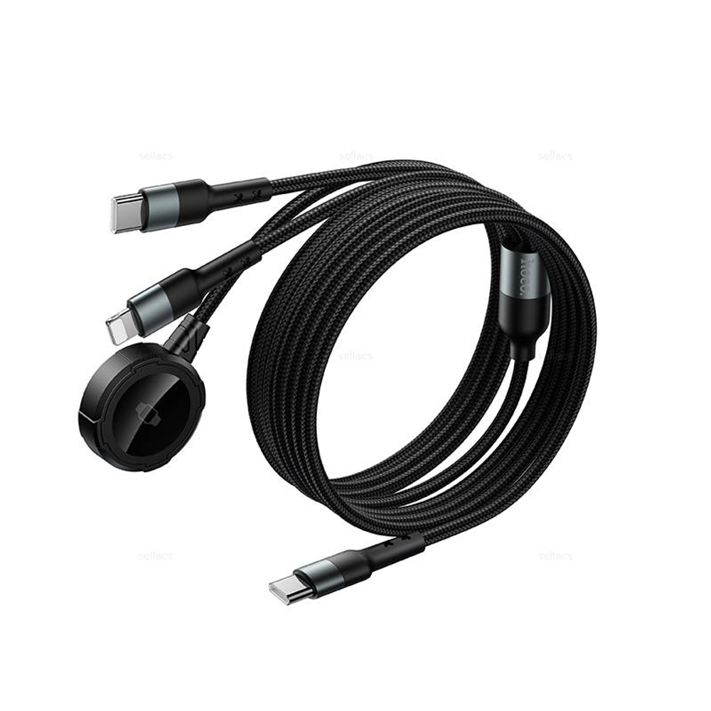 Зарядный кабель 3в1 (iWatch+Type-C+iP) Hoco CW64 (black)