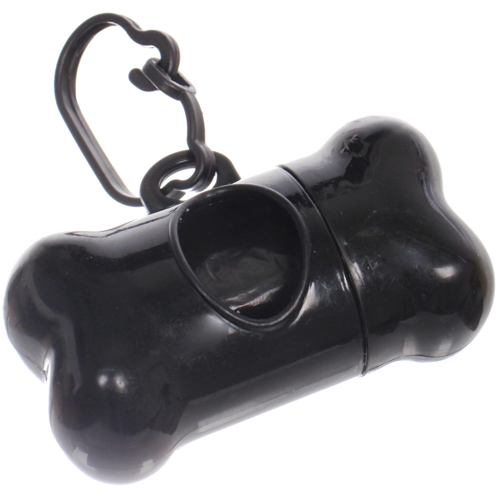 Контейнер с 3 упаковками пакетов для уборки за собакой с карабином, цвет черный (3*15шт)