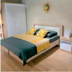 Шкаф для одежды распашной с полками Дуб Сакраменто/Белый Снег Глянец, 140,8х54,2х219 см Люмен Rinner мебельная фабрика