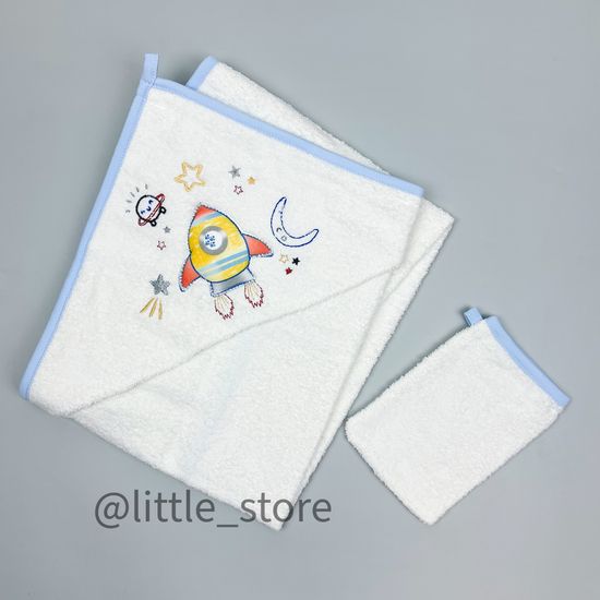 Полотенце махровое "Ракета" голубое