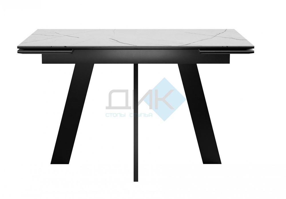 Стол обеденный SKM120 Керамика Белый мрамор/подстолье черное/опоры черные (2 уп.)