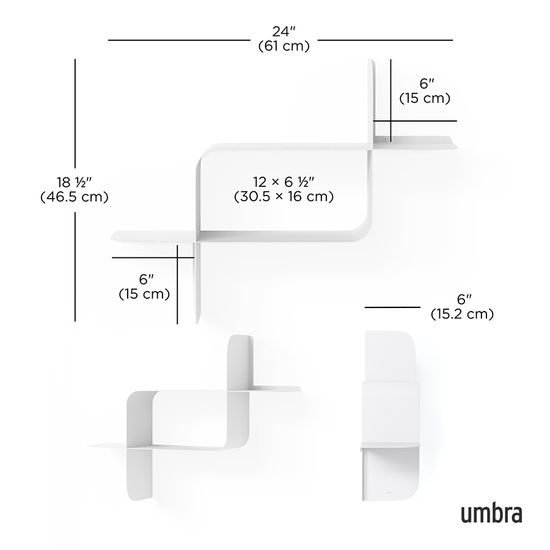 Набор металлических настенных полок montage, 2 шт., белый