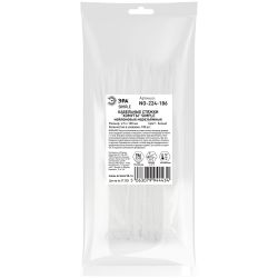 Кабельная стяжка ЭРА NO-224-186 (хомут) нейлоновая 2.5 х 100 мм белая 100 шт/уп Simple