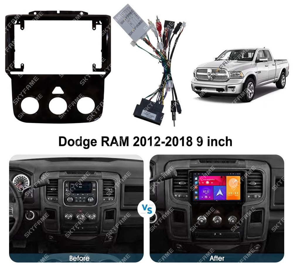 Магнитола для Dodge Ram 1500 2013-2018 - Carmedia SF-9159 (кнопки и крутилки), Android 12, TS10,  CarPlay, 4G SIM-слот