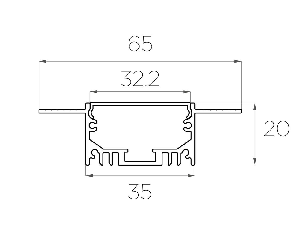 Профиль алюминиевый под шпаклевку LC-LPSH-2065-2 Anod