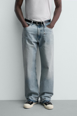 ZARA ДЖИНСЫ LOOSE FIT, ГОЛУБОЙ